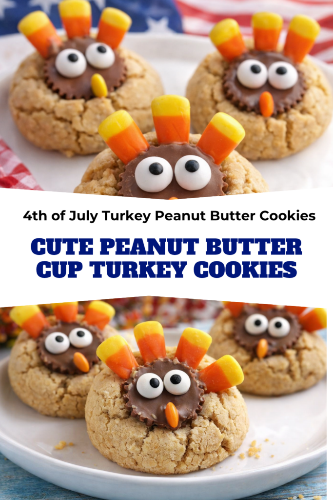 4th of July Turkey Peanut Butter Cookies – Cute Peanut Butter Cup Turkey Cookies