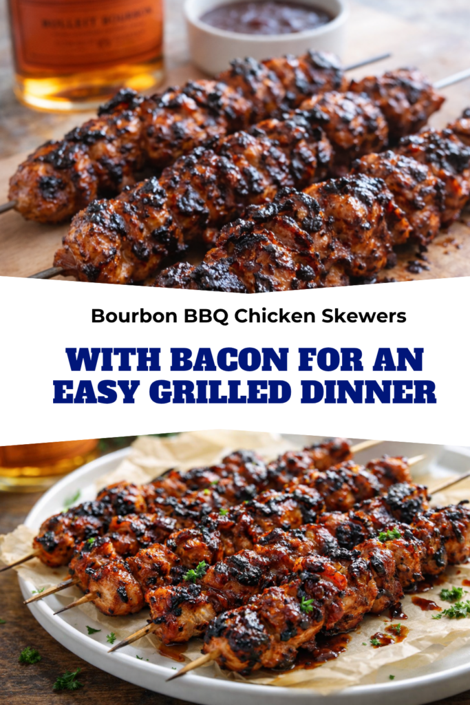 Bourbon BBQ Chicken Skewers with Bacon for an Easy Grilled Dinner