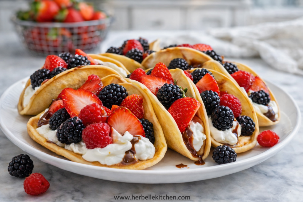 Breakfast Ideas Restaurant Style Gourmet Pancake Tacos with Fruit
