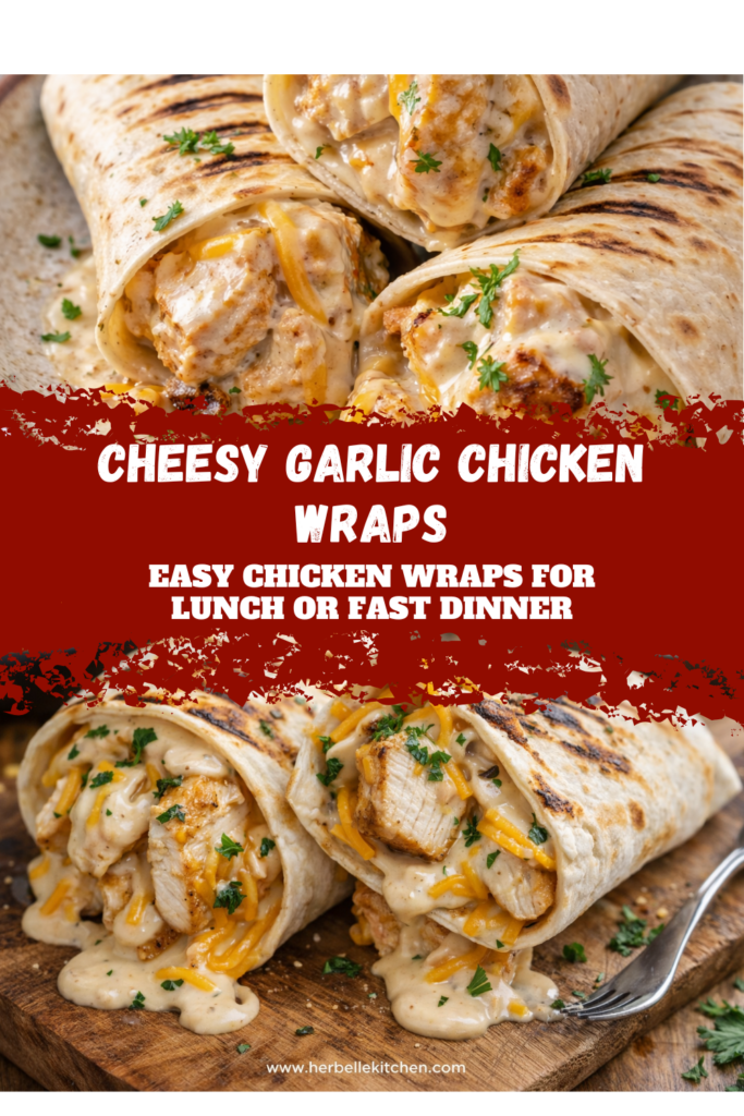 Cheesy Garlic Chicken Wraps – Easy Chicken Wraps For Lunch or Fast Dinner