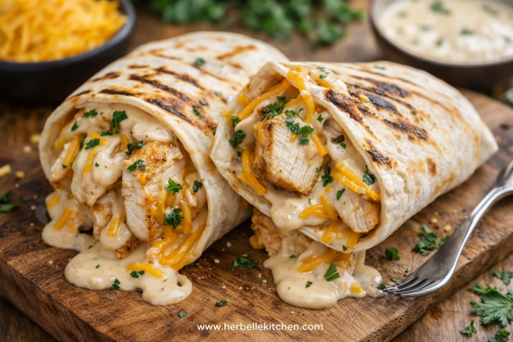 Cheesy Garlic Chicken Wraps – Easy Chicken Wraps For Lunch or Fast Dinner