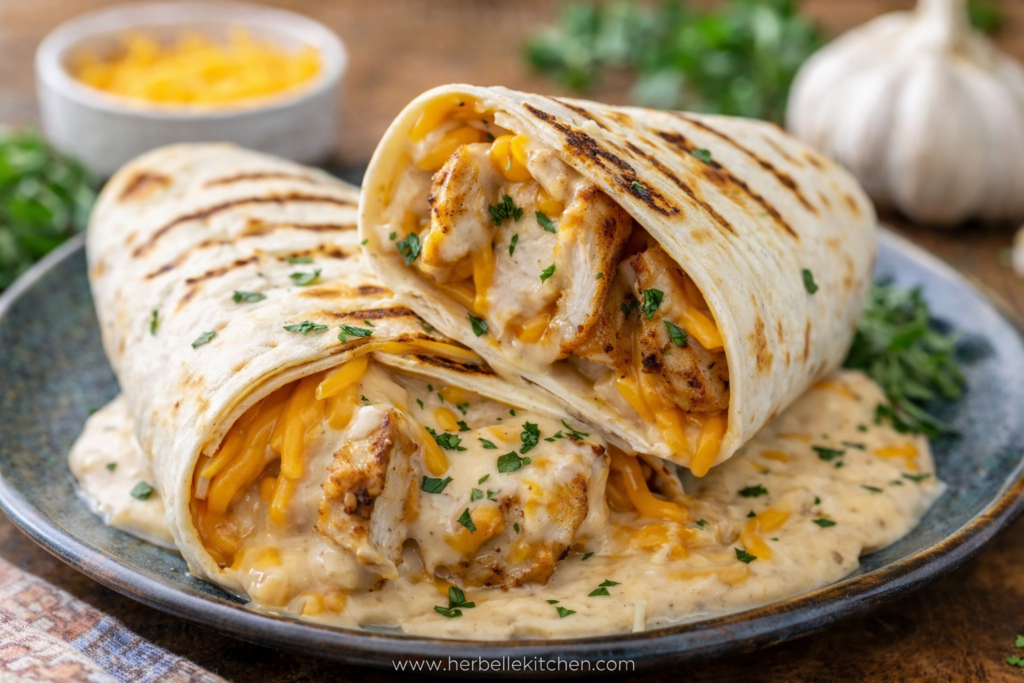 Cheesy Garlic Chicken Wraps – Easy Chicken Wraps for Lunch or Fast Dinners