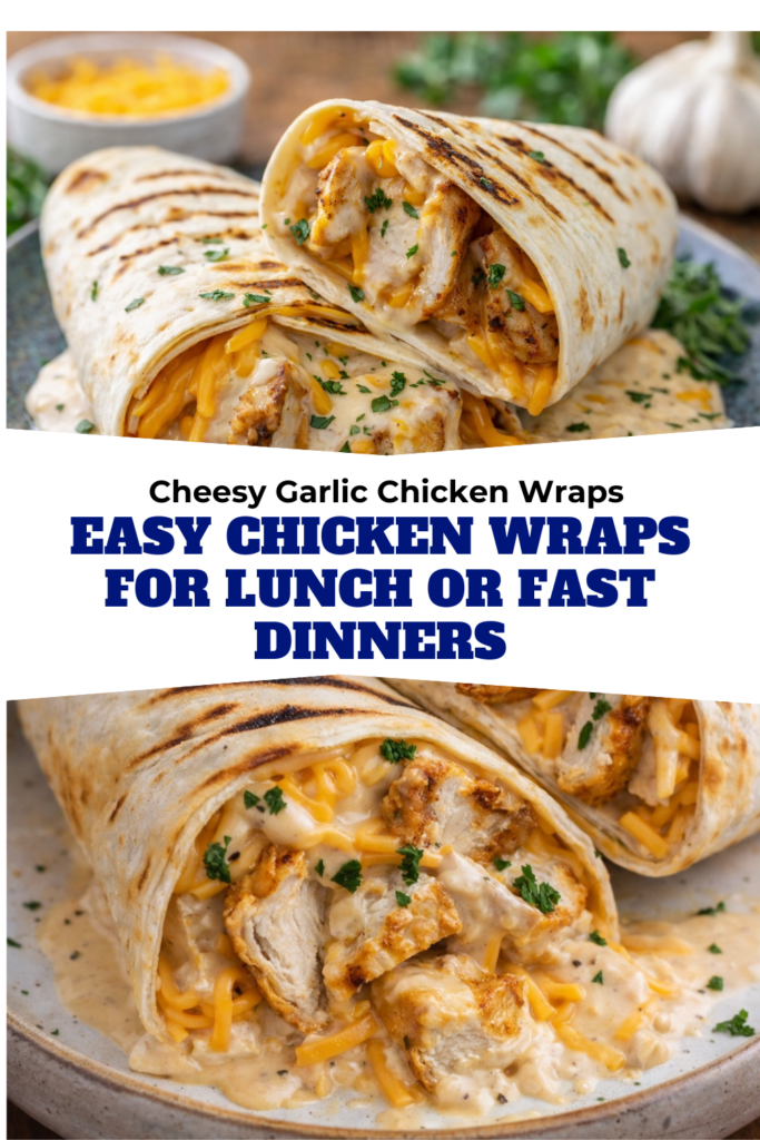 Cheesy Garlic Chicken Wraps – Easy Chicken Wraps for Lunch or Fast Dinners