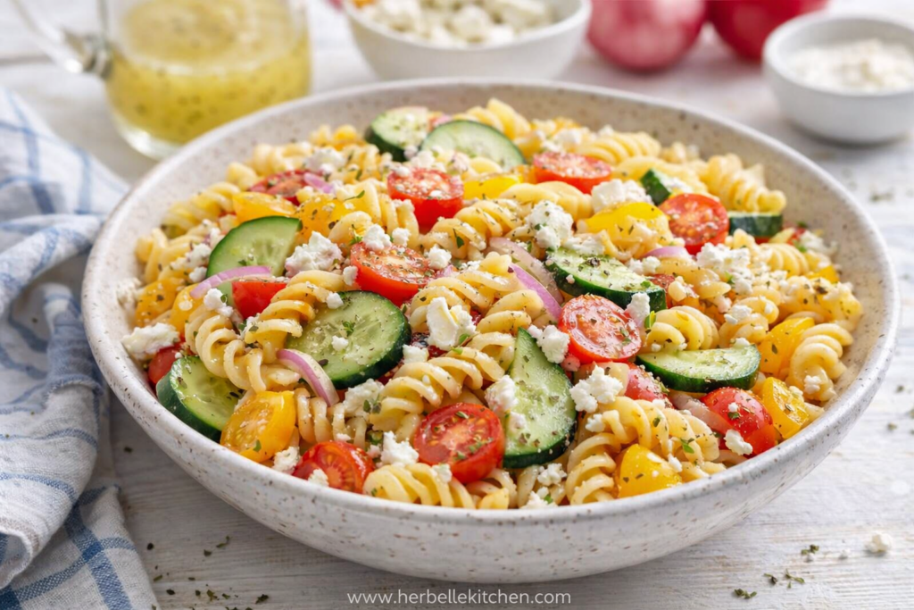 Easy Cold Protein Pasta Salad – Fun Picnic Food & Dinner Idea