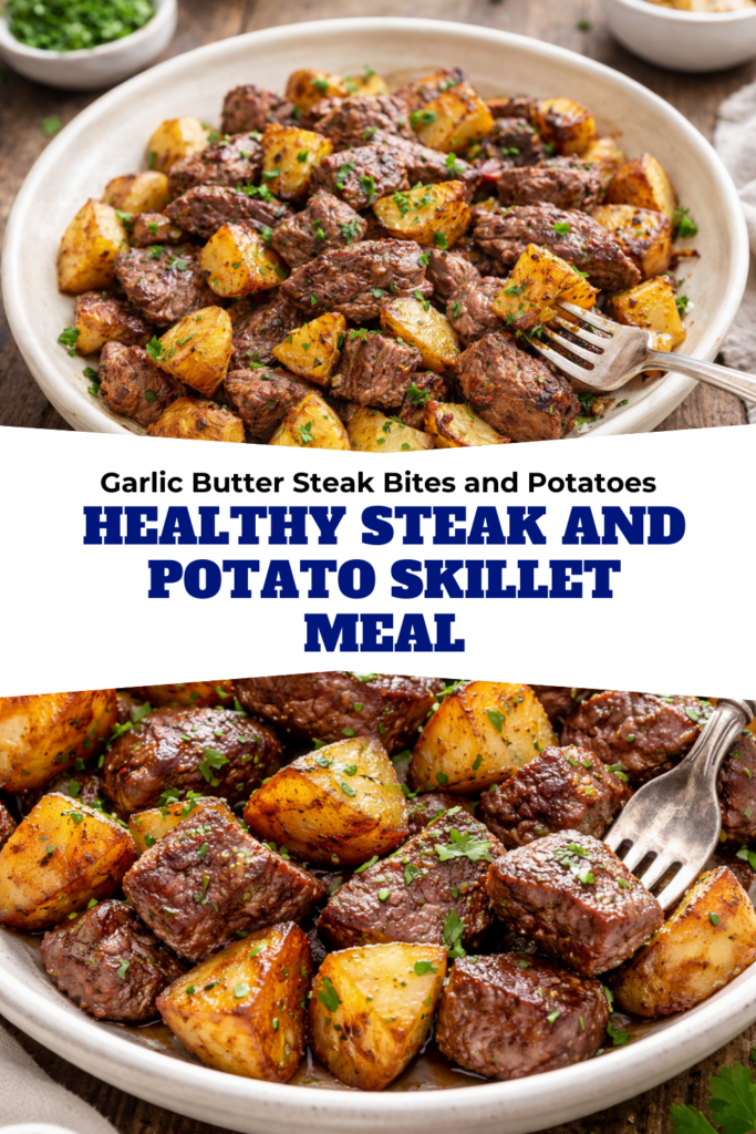 Garlic Butter Steak Bites and Potatoes – Healthy Steak and Potato Skillet Meal