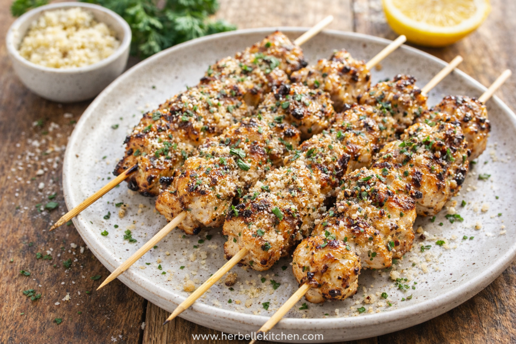 Grilled Garlic Parmesan Chicken Skewers – Perfect Summer Dinner