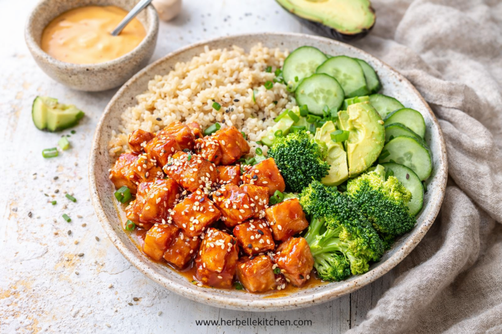 Healthy Meal Prep Bang Bang Salmon Bowls – High Protein Recipes