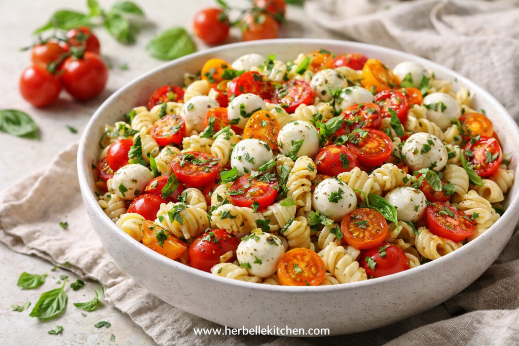 Patriotic Caprese Pasta Salad – Pasta Dish With Tomatoes And Mozzarella