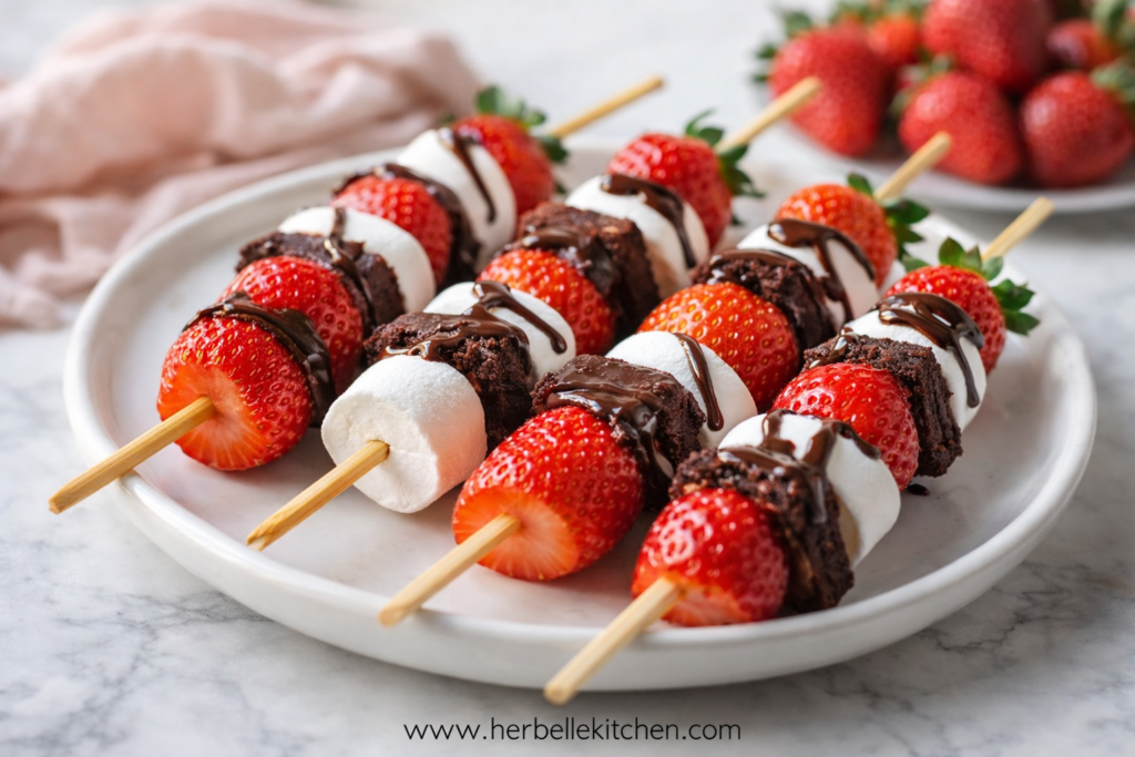 Strawberry Brownie Kabobs – Easy Dessert for Party & Birthday Party Snack Ideas