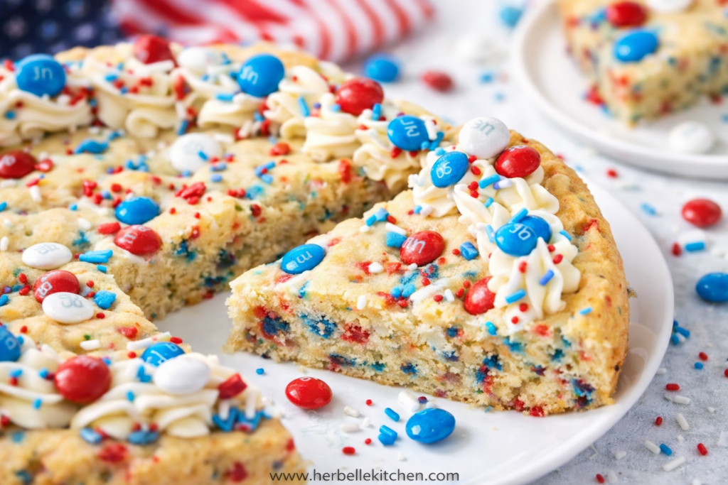 4th Of July Sugar Cookie Cake – Red White and Blue Cookie Cake Idea