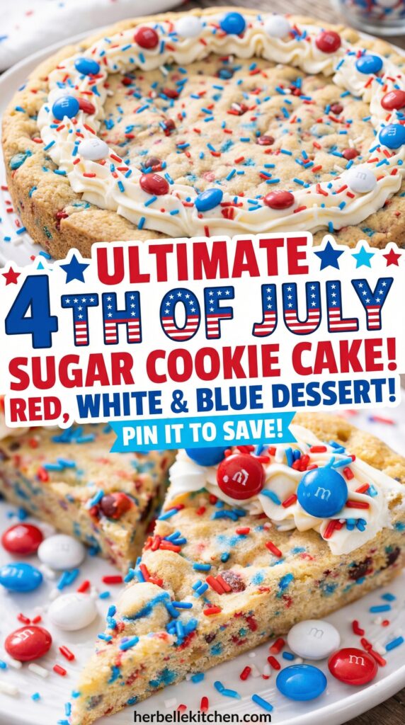 4th Of July Sugar Cookie Cake – Red White and Blue Cookie Cake Idea