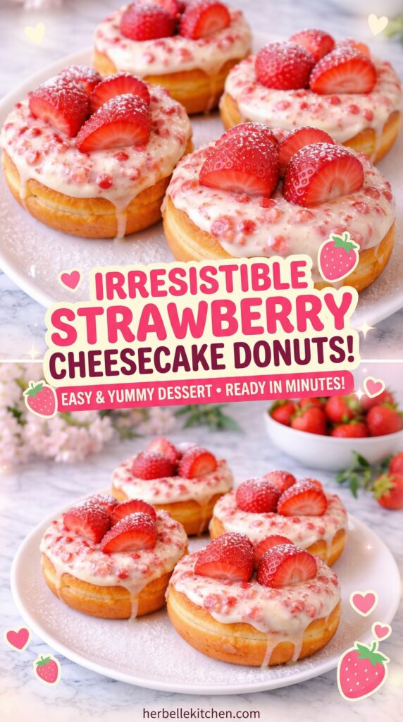 Easy Strawberry Cheesecake Stuffed Donuts – Perfect Yummy Food Dessert