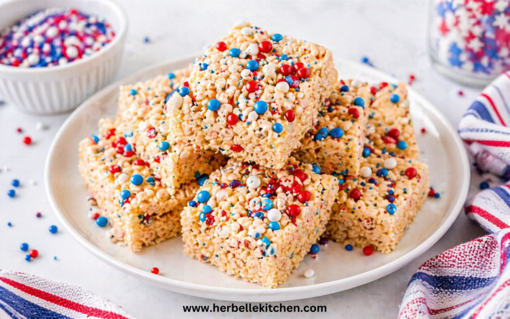 Fourth Of July Sweet Treats – Easy Patriotic Rice Krispie Dessert