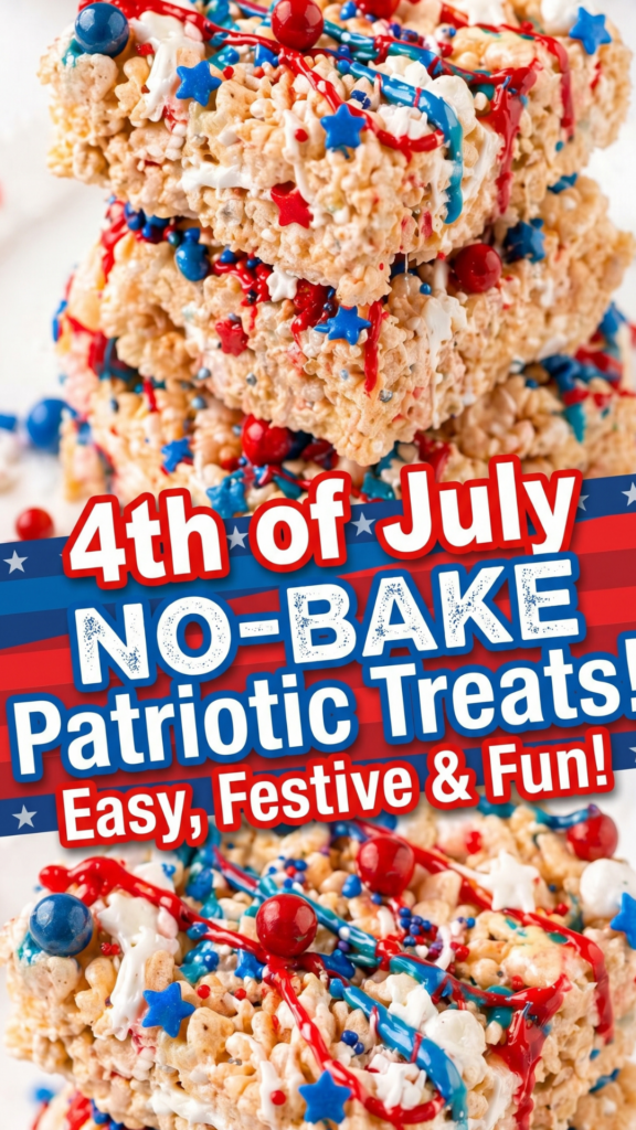 Fourth Of July Sweet Treats – Easy Patriotic Rice Krispie Dessert