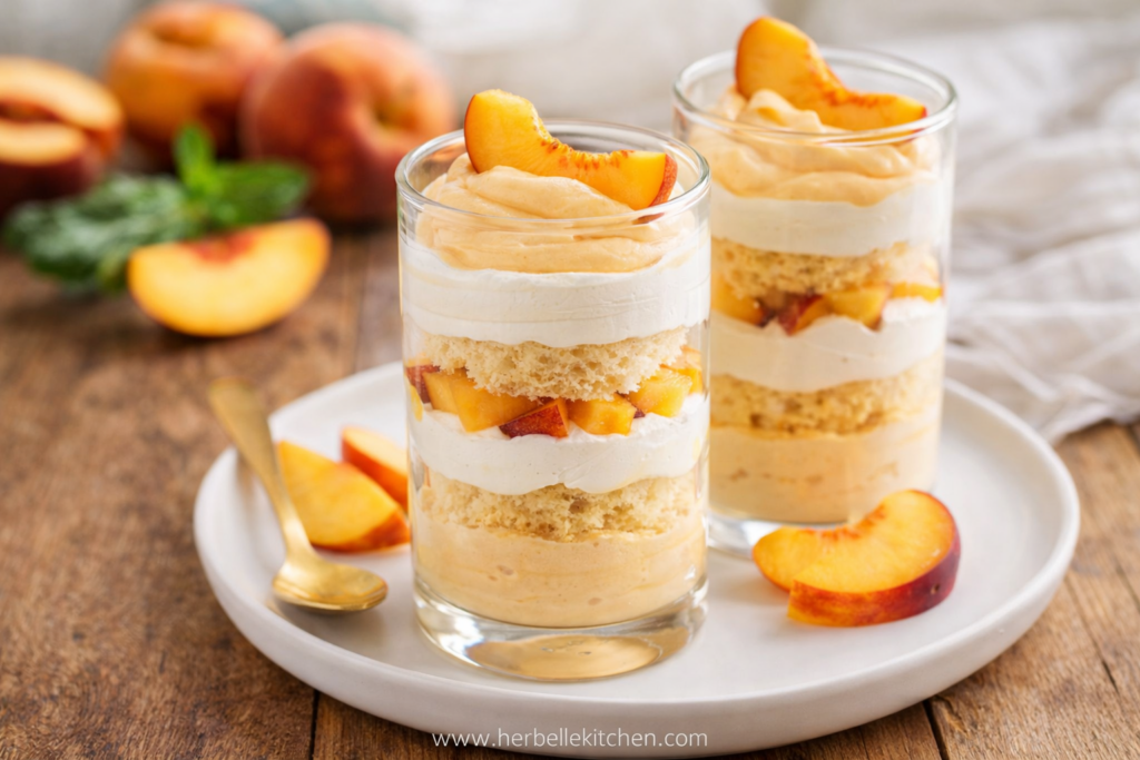 Fresh Peach Mousse Trifle For Two – Refreshing Dessert Ideas in Cute Jar Desserts