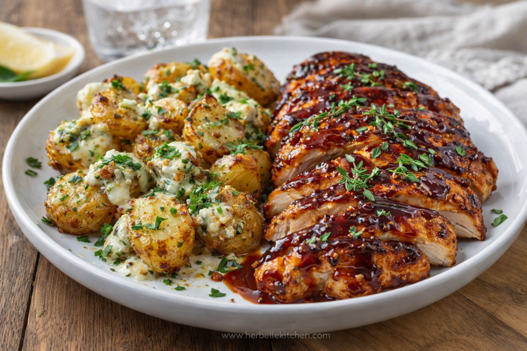 Honey BBQ Chicken Potatoes – Easy Oven Baked Recipes for Large Family Dinner