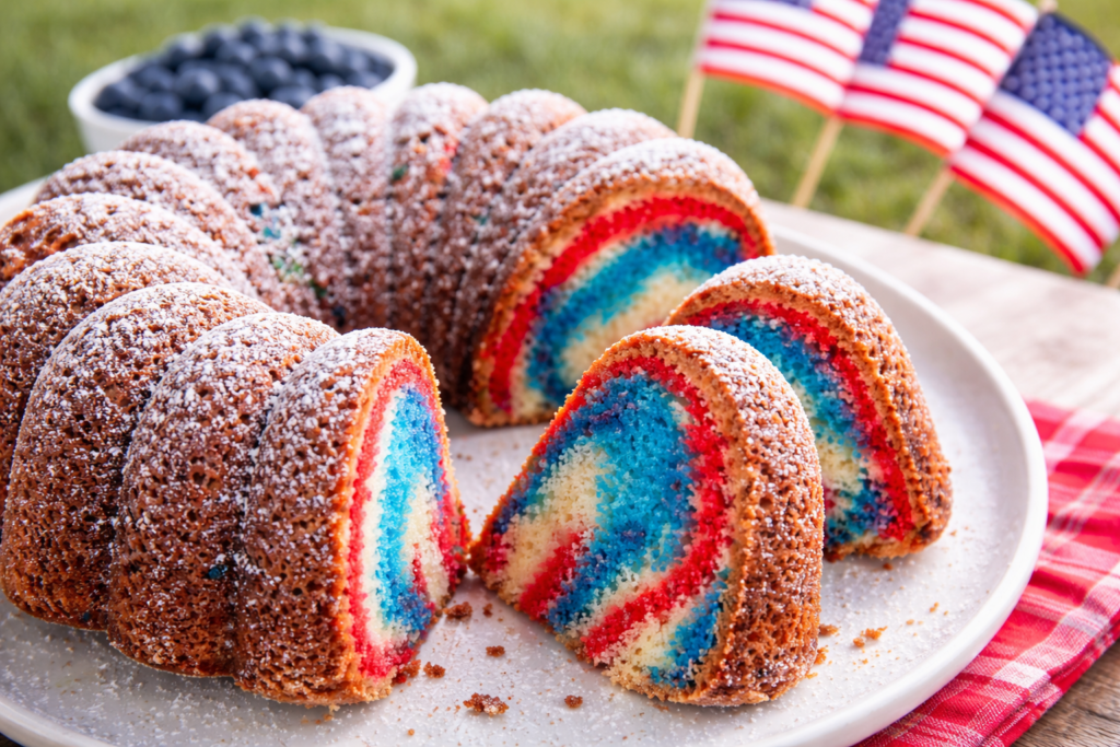 Red White and Blue Marble Cake – Patriotic Cake Ideas 4th Of July Party Favorite