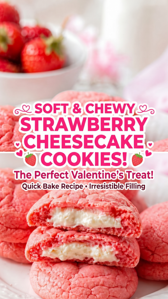Strawberry Cheesecake Cookies – Quick Bake Recipes for Valentines Snacks Ideas