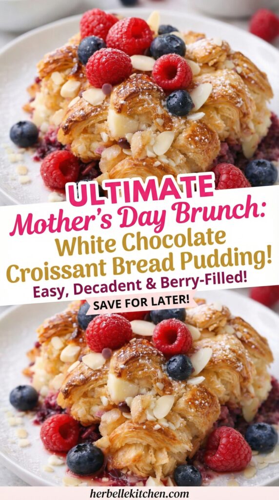 White Chocolate Croissant Bread Pudding – Cafe Food for Mother’s Day Brunch