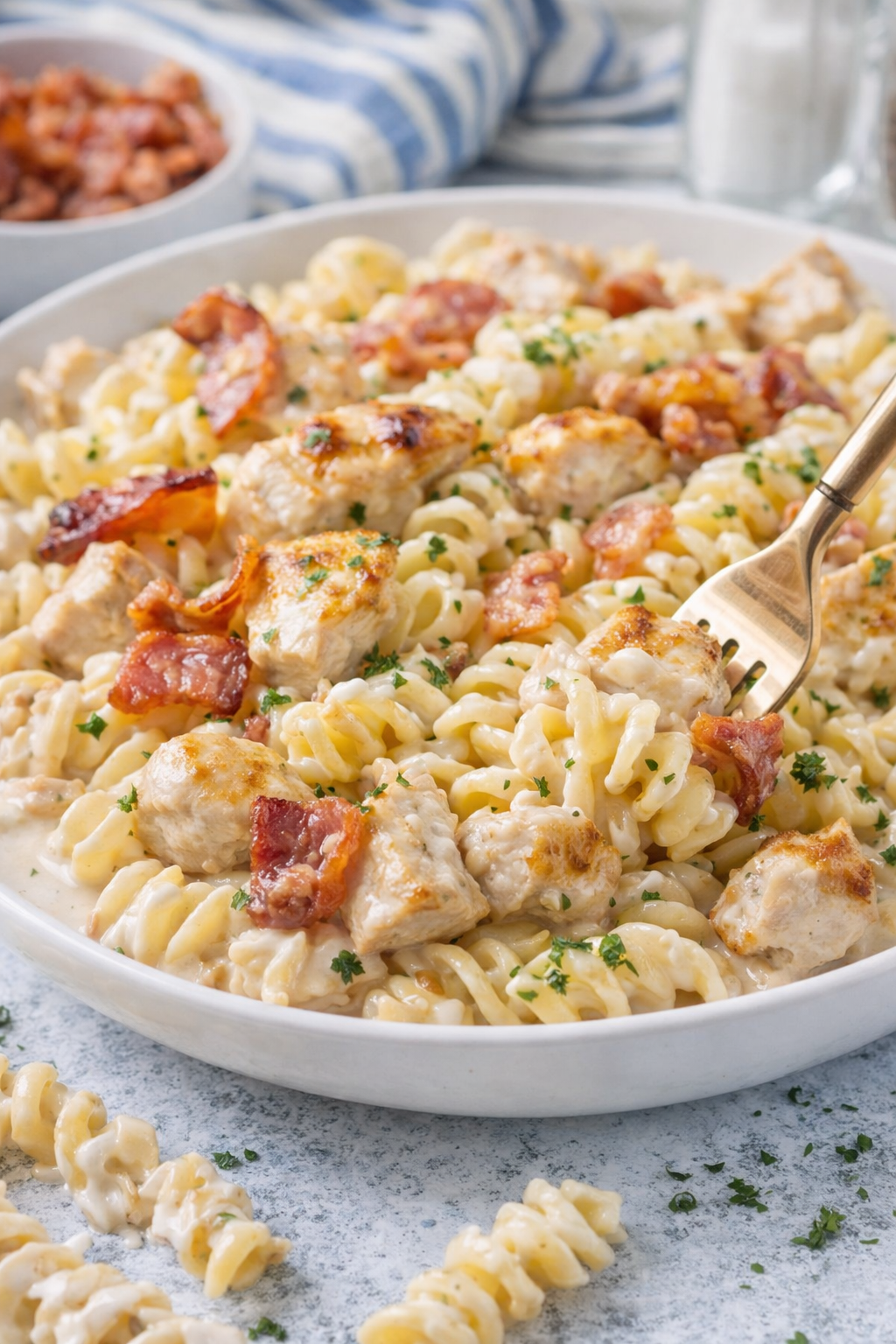 Chicken Bacon Ranch Pasta with Ranch Alfredo Sauce – Easy Meals Dinner
