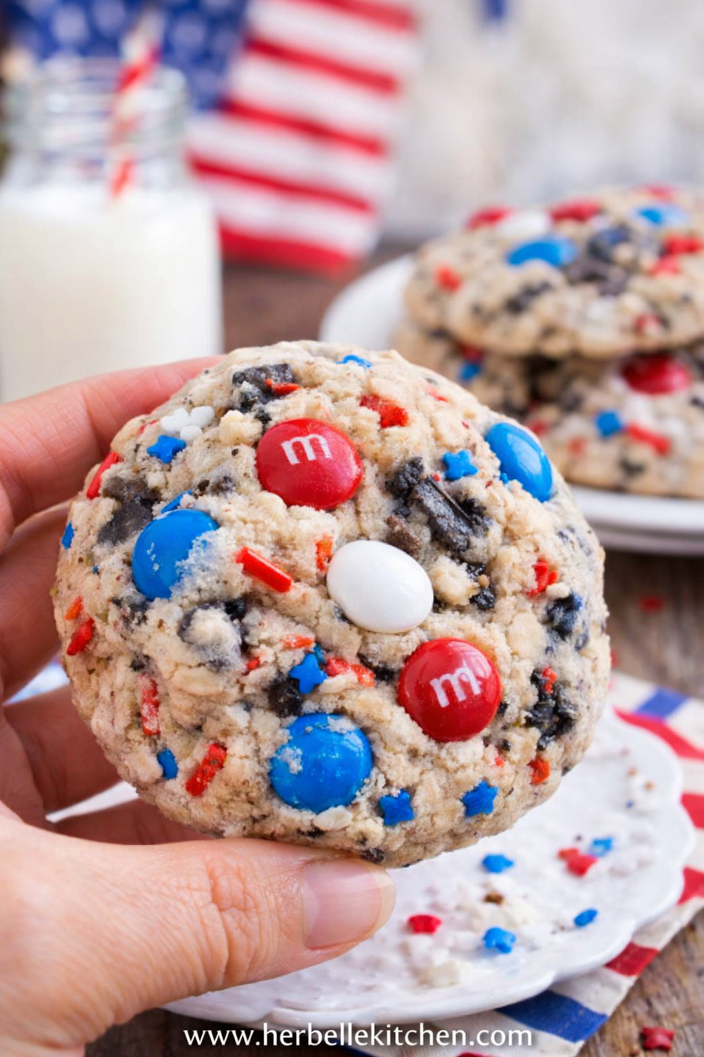 4th of July M&M Cookies – Soft Patriotic Cake Batter Cookies Recipe