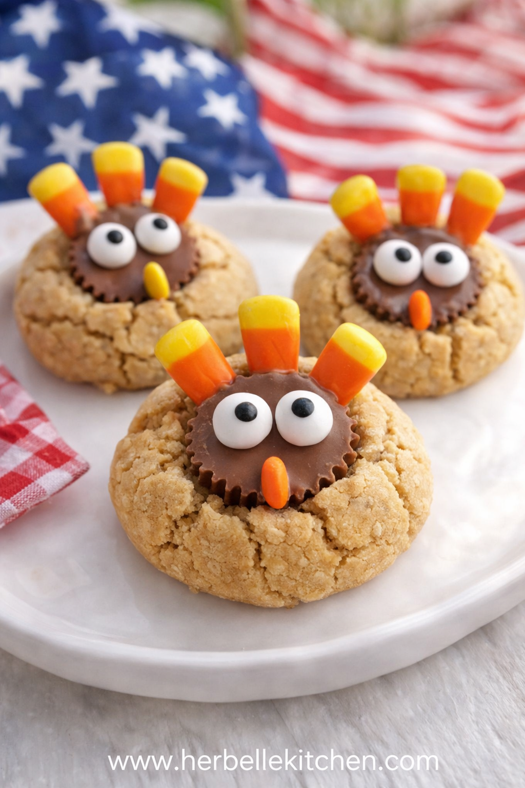 4th of July Turkey Peanut Butter Cookies – Cute Peanut Butter Cup Turkey Cookies