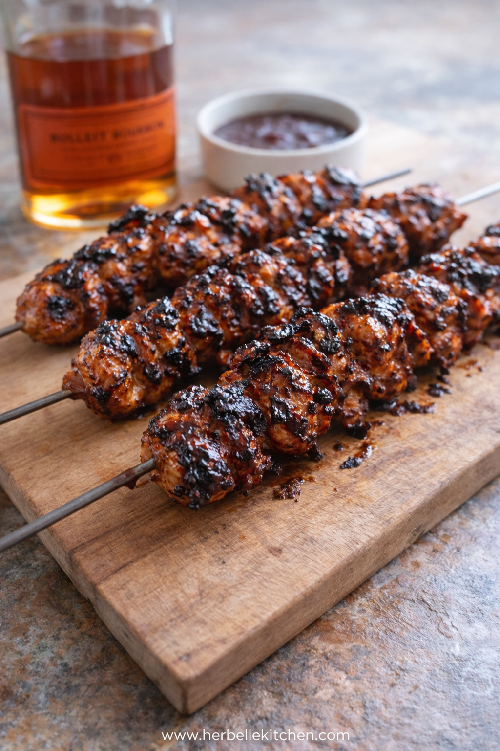 Bourbon BBQ Chicken Skewers with Bacon for an Easy Grilled Dinner