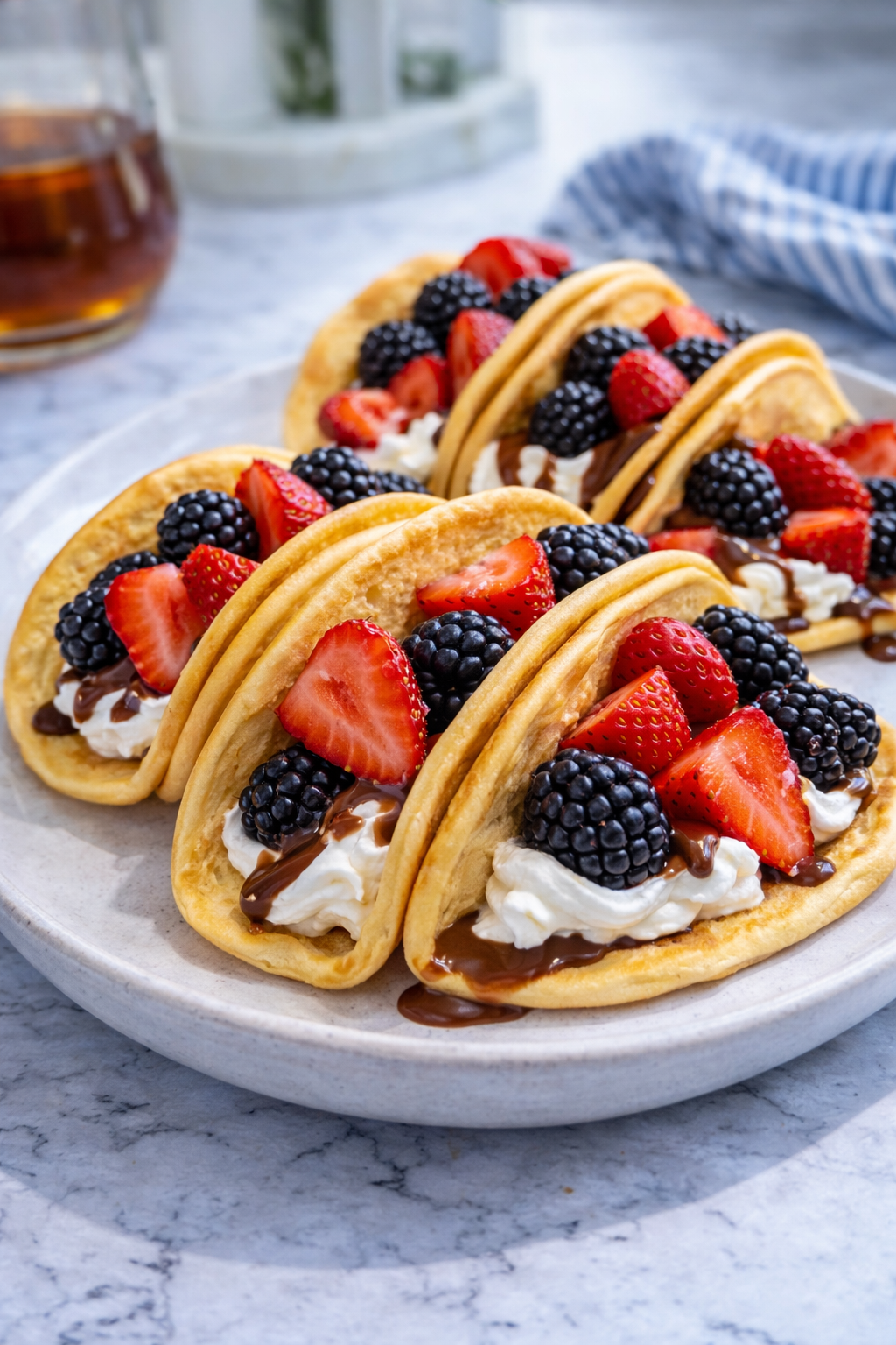 Breakfast Ideas Restaurant Style Gourmet Pancake Tacos with Fruit