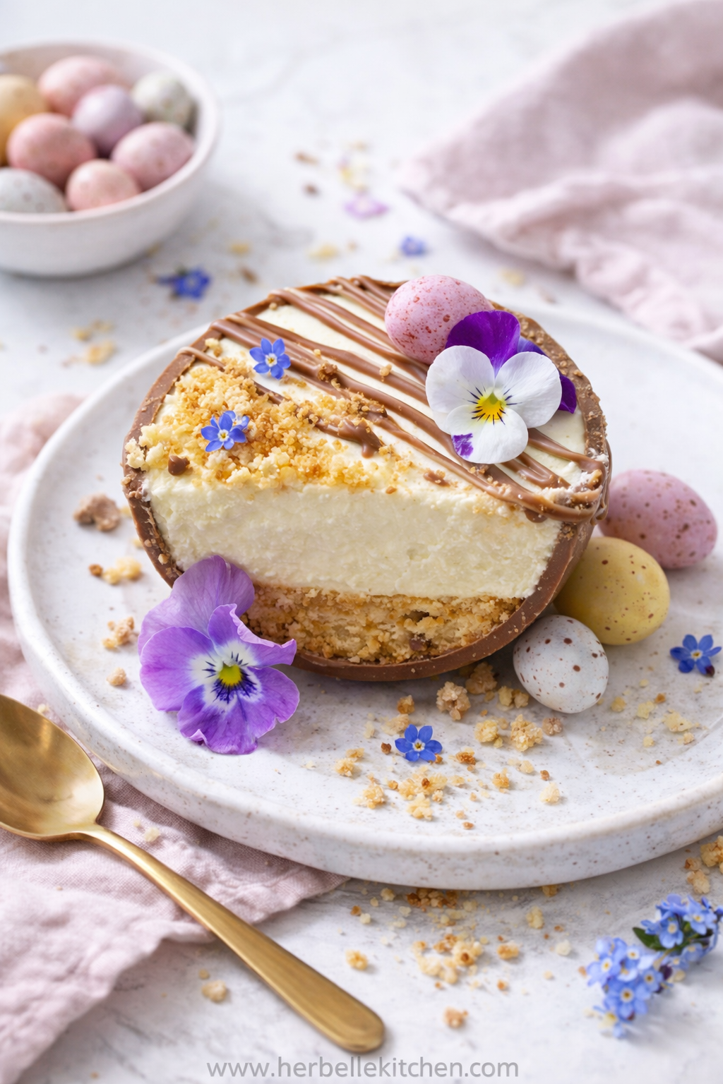 Cheesecake Easter Egg Dessert – Beautiful Easter Dessert With Eggs And Flowers