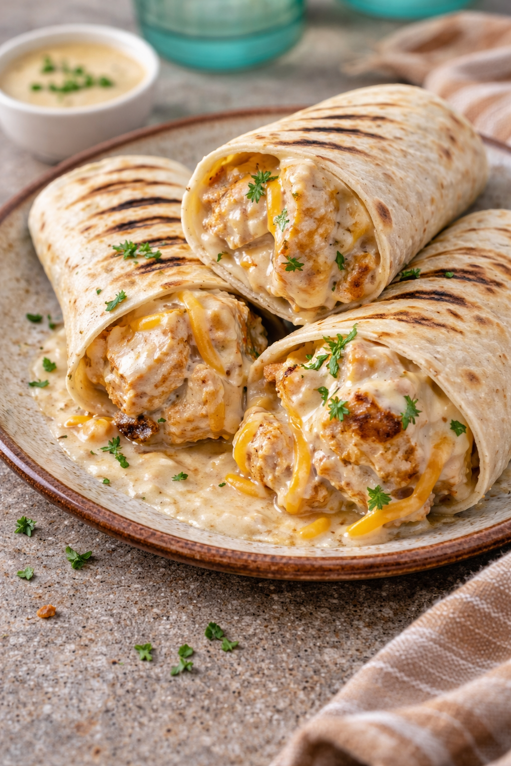 Cheesy Garlic Chicken Wraps – Easy Chicken Wraps For Lunch or Fast Dinner