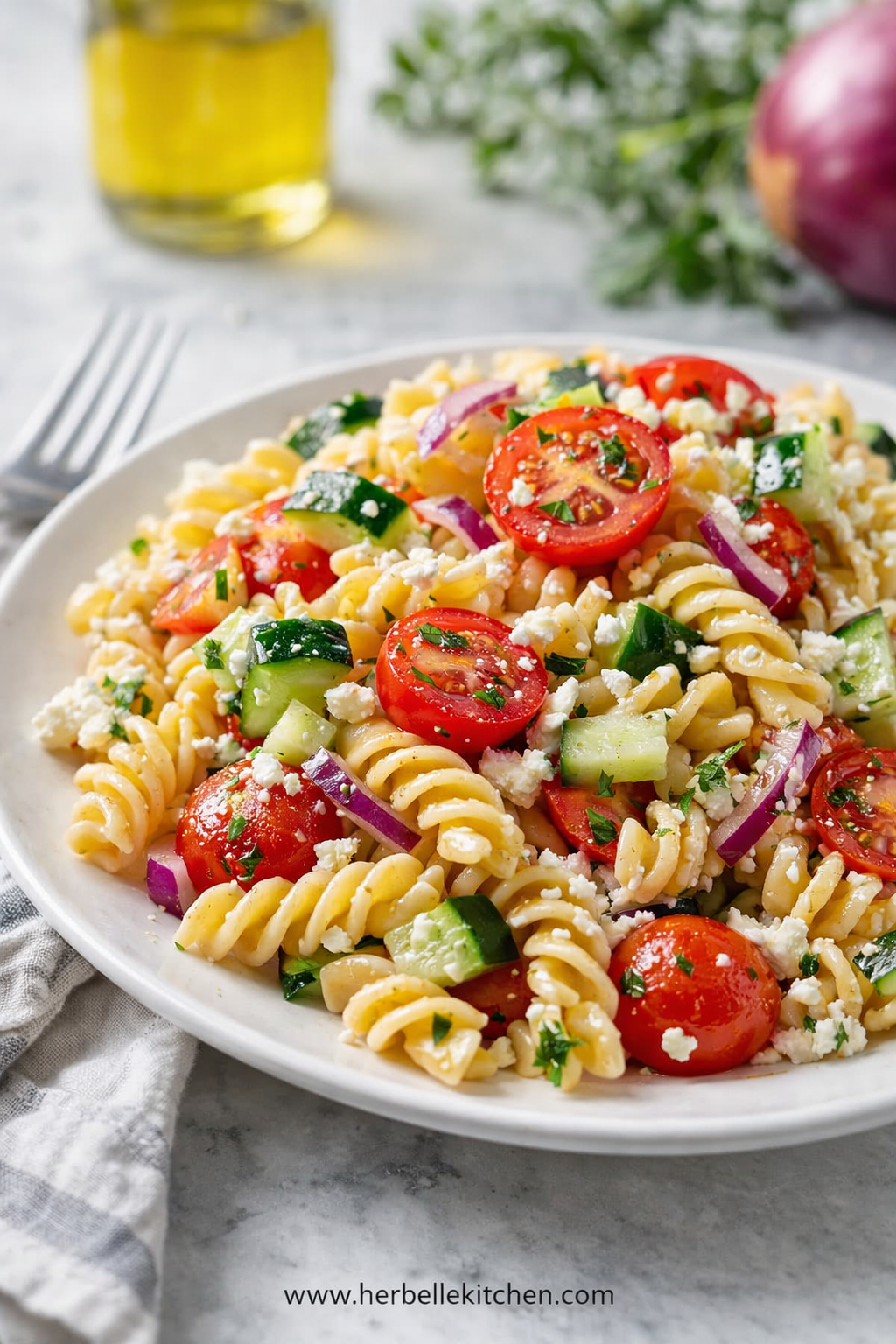 Easy Cold Protein Pasta Salad – Fun Picnic Food & Dinner Idea