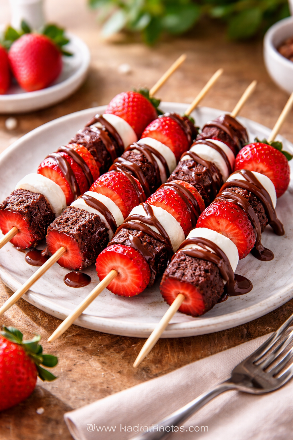 Strawberry Brownie Kabobs – Easy Dessert for Party & Birthday Party Snack Ideas