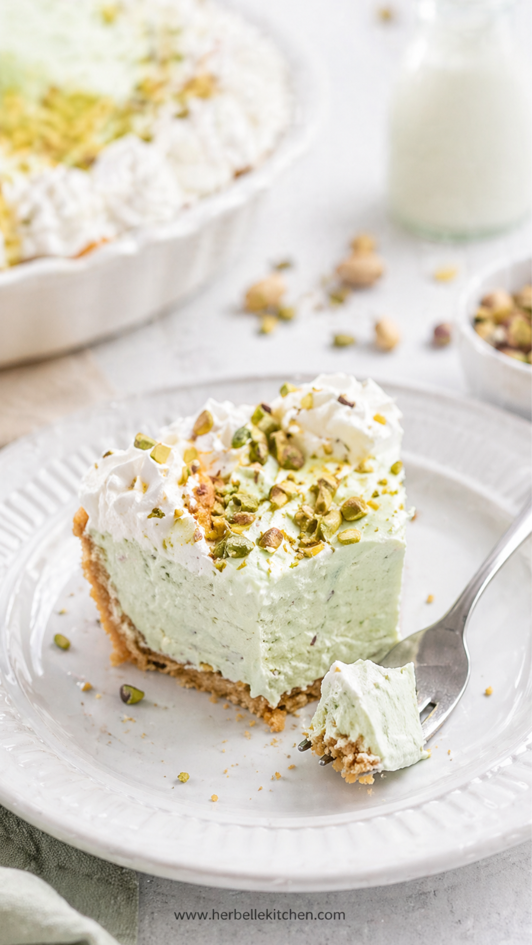 Creamy No Bake Pistachio Cream Pie with Cool Whip and Graham Crust