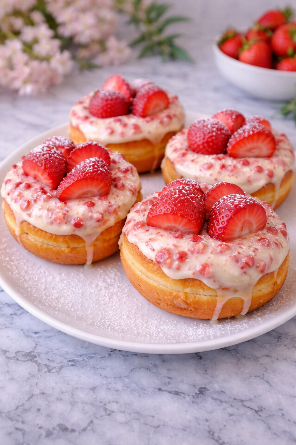 Easy Strawberry Cheesecake Stuffed Donuts – Perfect Yummy Food Dessert