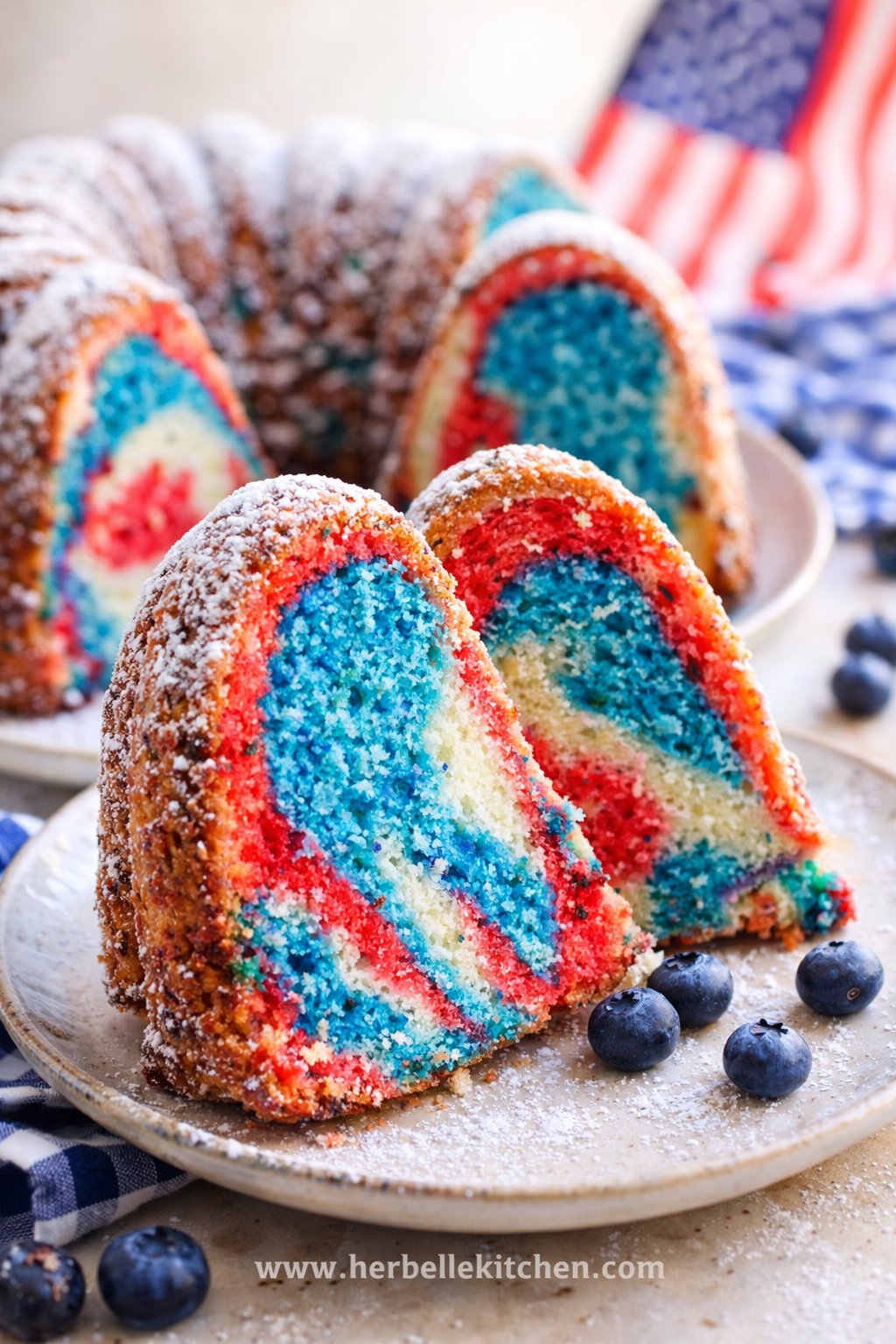 Red White and Blue Marble Cake – Patriotic Cake Ideas 4th Of July Party Favorite