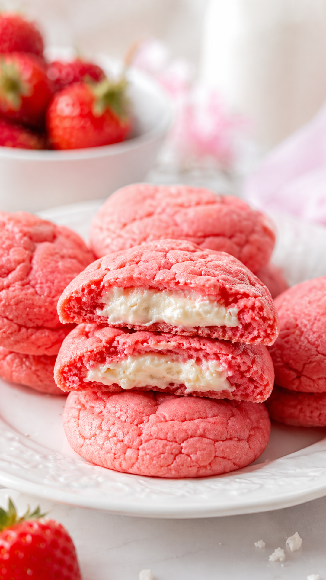 Strawberry Cheesecake Cookies – Quick Bake Recipes for Valentines Snacks Ideas